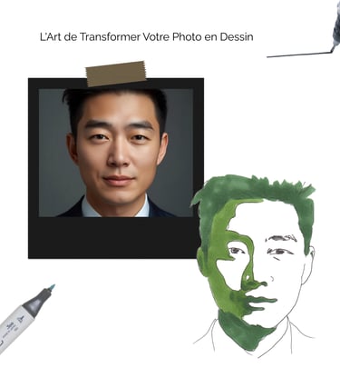 portrait fait main d'après photo effet postérisé