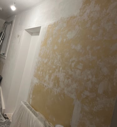A wall that has been repaired