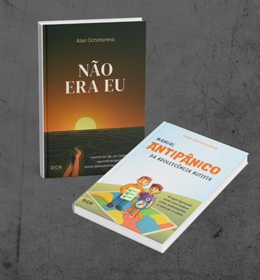 Livros de Alan Ochotorena: Não Era Eu e Manual Antipânico.