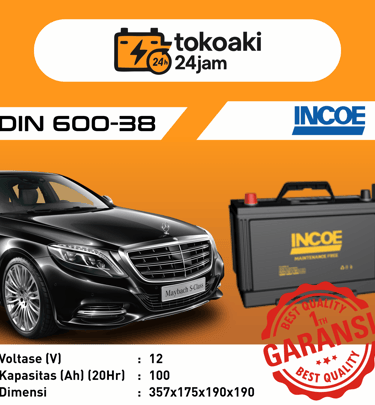 Toko Aki 24 Jam Surabaya | Jual Aki Accu Instan 24 Jam Surabaya | YUASA DIN 60038 Mercy S