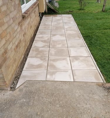 bradstone pathway 450mm X 450mm natural concrete slabs - Lawtons Landscapes