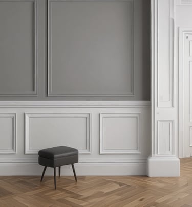 A cozy dining area adorned with stylish wainscoting.