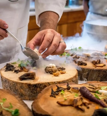 A chef cooking food in Peruvian restaurant Lisbon