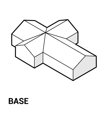Diagram of a cross-shaped base architectural massing