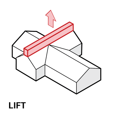 Diagram of a lifted roof monitor