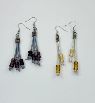 Leather and Bead Dangle Earrings