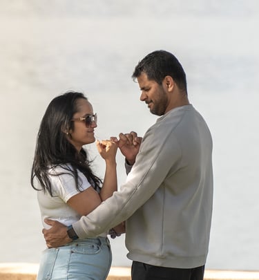 a man and woman standing next to each other