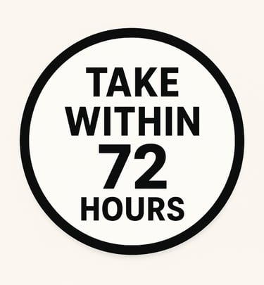 Image of circle with take within 72 hours referring to PEP HIV medication