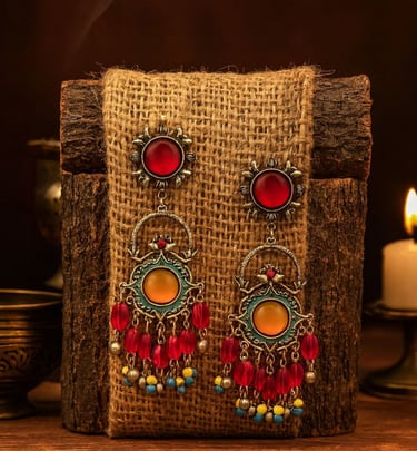 SUNBURST GYPSY - BOHO STATEMENT OXIDISED EARRING