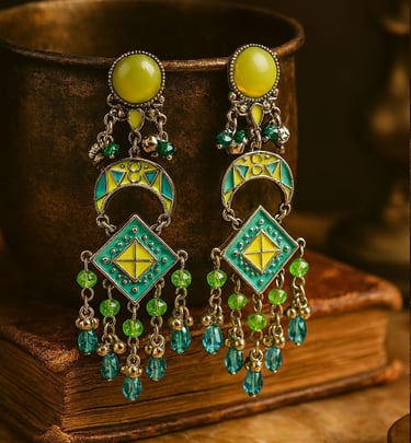 MINT MEADOW- ENAMELLED OXIDISED EARRING