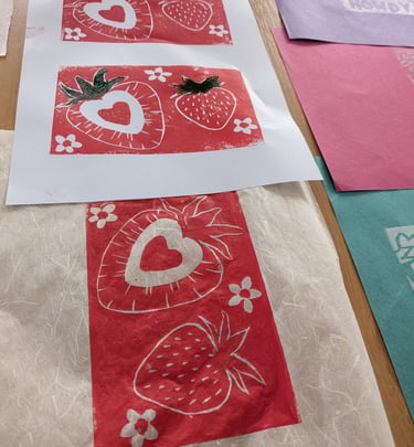 linocut prints from a workshop