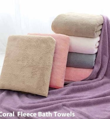 Colorful Coral Fleece Bath Towels