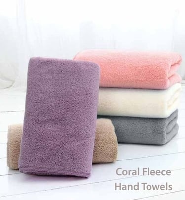 Coral Fleece Hand Towels on the floor