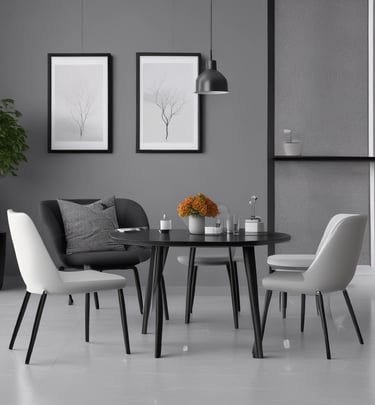 A close-up view of a modern chair featuring a curved wooden backrest and upholstered black leather cushions. The sleek design combines natural wood grain texture with smooth, dark leather, creating a blend of contemporary and classic styles against a plain white background.