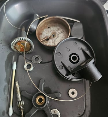 Fishing reel prior to cleaning.