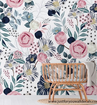 wallpapers with floral and damask pattern