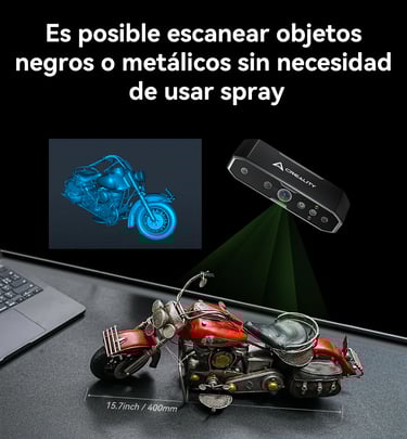 Escaneo 3d de objetos color negro o metálicos en Esculturalmente.com