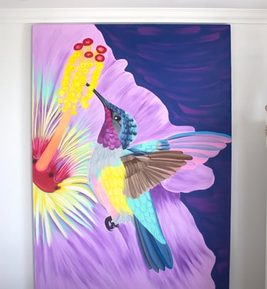 Cuadro decorativo de colibrí, colorido, moderno, perfecto para diseño de interiores diferentes.