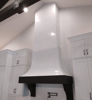 White Lime Italian Venetian Plaster on Range Hood