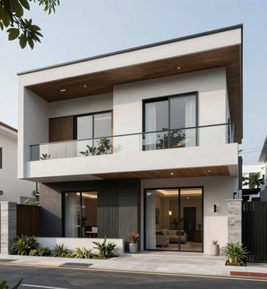 Renovated house exterior showcasing fresh paint and modern architecture
