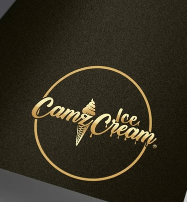 Camz Ice Cream Logo on black background