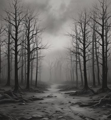 Haunted woodland scene