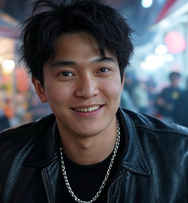 a man with a chain link necklace and a chain link necklace