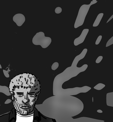 Digital drawing from the story "Luck". Wayne is affected by the events.