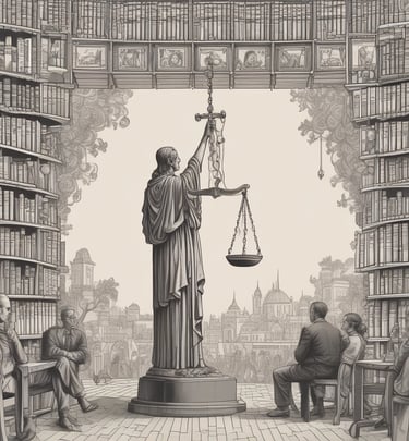 Elegant navy and gold-themed law office interior with Valdomiro Xavier de Santana consulting a client