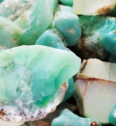 a parcel of chrysoprase rough gemstones
