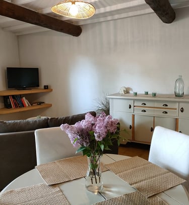 Salon de La Maison d'Yvette, komfortables Ferienhaus, Le Barroux Provence Mont Ventoux