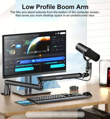 Brazo micrófono para creadores de contenido y streaming.
