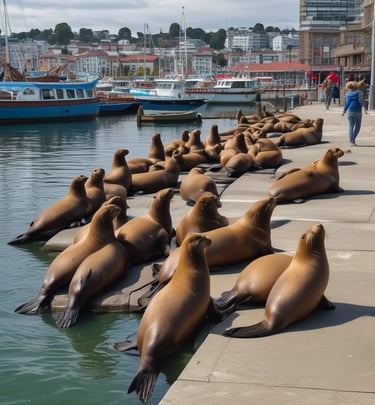 A sunny urban street scene with a wide sidewalk and a building on the left displaying a sign for a property management company. Trees with lush green foliage provide shade further down the street. Several vehicles, including cars and a truck, are parked or driving on the road. A sign indicating a loading zone is visible, and the sky is clear and blue.
