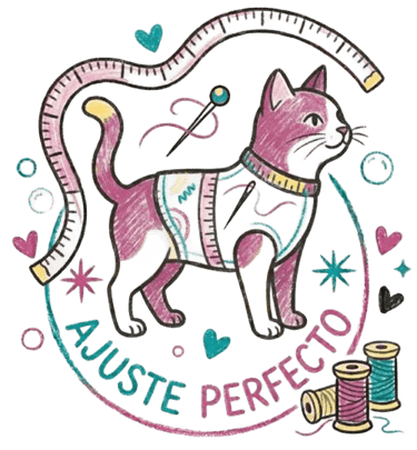 Ilustración de un gatito sobre ajuste perfecto