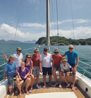 Colorful traditional boats docked at a serene beach in Labuan Bajo during sunset