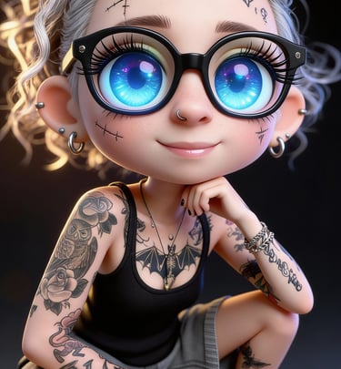 Cute dark style illustrated character from Inkeddollai universe