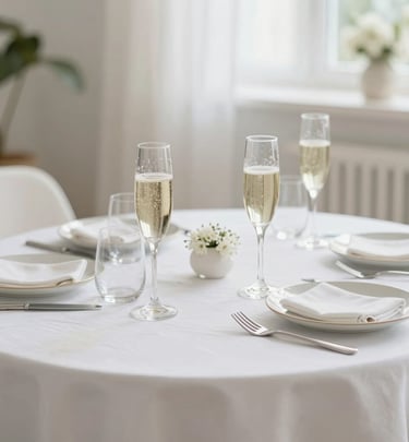 Close-up of a crystal champagne flute catching the light with golden bubbles rising inside