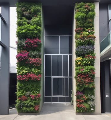 a building with a bunch of plants growing on the side of it