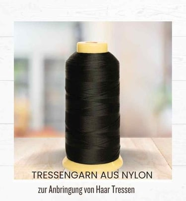 Black nylon weaving thread spool for hair extension application and sewing wefts.