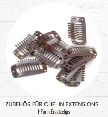 Brown I-Form replacement clips for DIY clip-in hair extensions accessories.