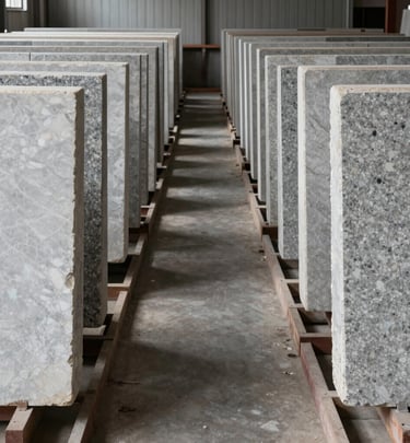 An outdoor view of a quarry with raw stone blocks, highlighting the source of premium materials.