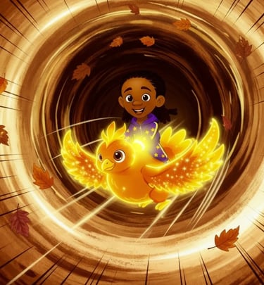 Xyla and Xenya flying through the Autumn portal into Norriewood