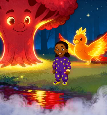 Xyla and Xenya standing in Norriewood in front of Xoria in crimson form