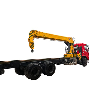 A 14 ton Telescopic Boom Truck Mounted Crane with 5 section arms, displayed on a white background.