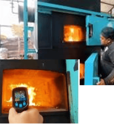 suhu pembakaran di atas 800 derajat celcius,menjamin asap bebas dioksin dan Furan