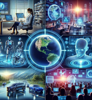 a collage of images of a futuristic learning
