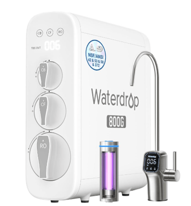 Waterdrop G3 P800 Tankless Reverse Osmosis System with 800 GPD flow and UV sterilization