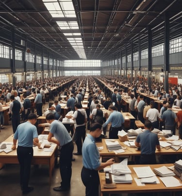 An aerial view of a bustling city representing trade and commerce.