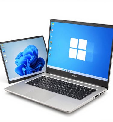 Close-up of a refurbished server rack with blinking lights, showcasing reliable performance.