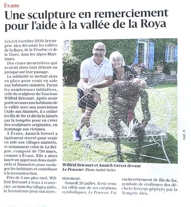 Sculpture fil de fer - Evans - Wilfrid Bricourt